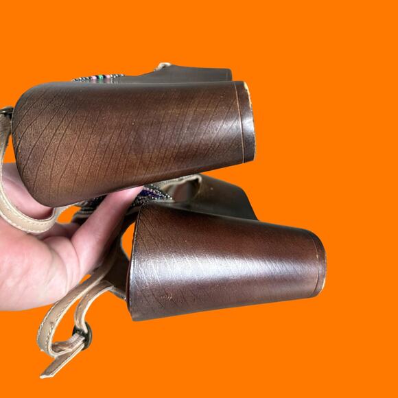 00's vintage faux wooden boho beaded y2k platform wedges Size 6 fergalicious - Picture 6 of 8